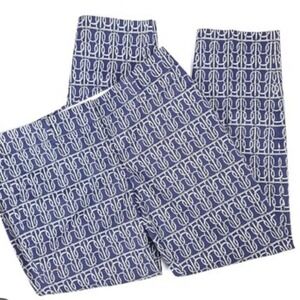J Crew Navy & White Nautical rope print stretch ankle pants sz 12